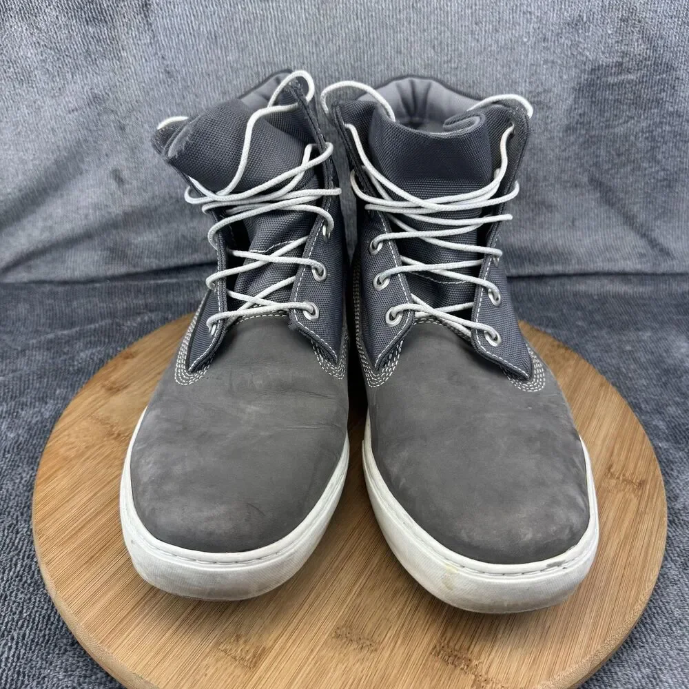 Timberland Chukka Boots Mens Size 10.5 Gray Leather Canvas Lace Up High Top